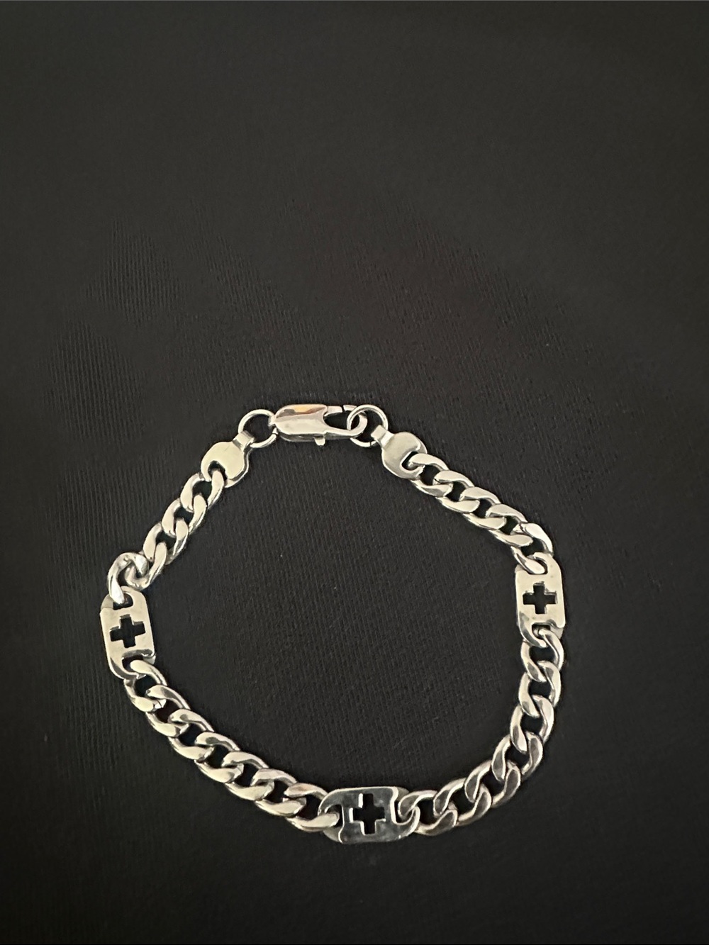 Silver Cross Link Men's Bracelet - Unbranded
